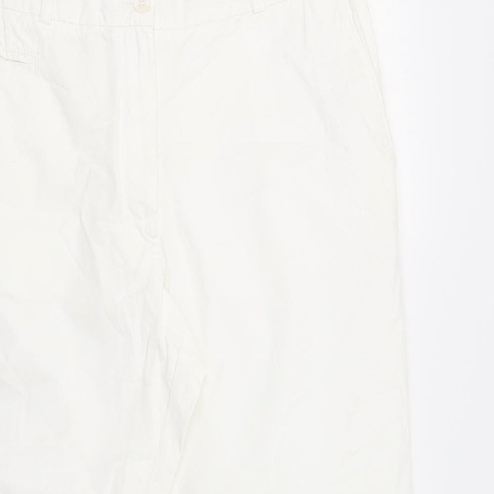 M&S Womens White   Cropped Trousers Size 16 L24 in