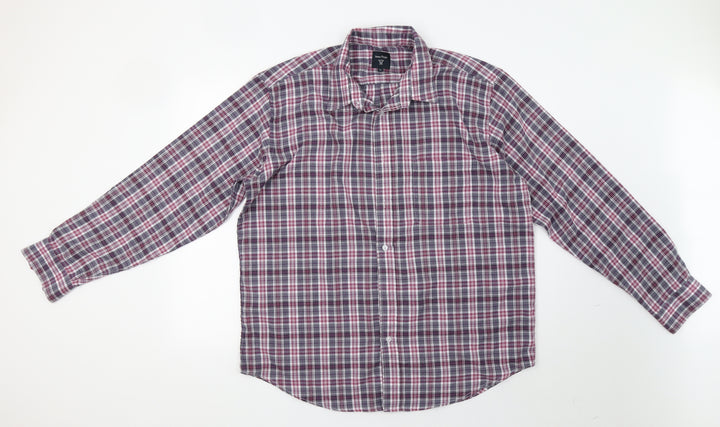 James P Mens Purple Check Button-Up Size XL