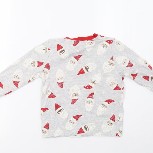 F&F Girls Grey Solid  Top Pyjama Top Size 4-5 Years  - Santa Print