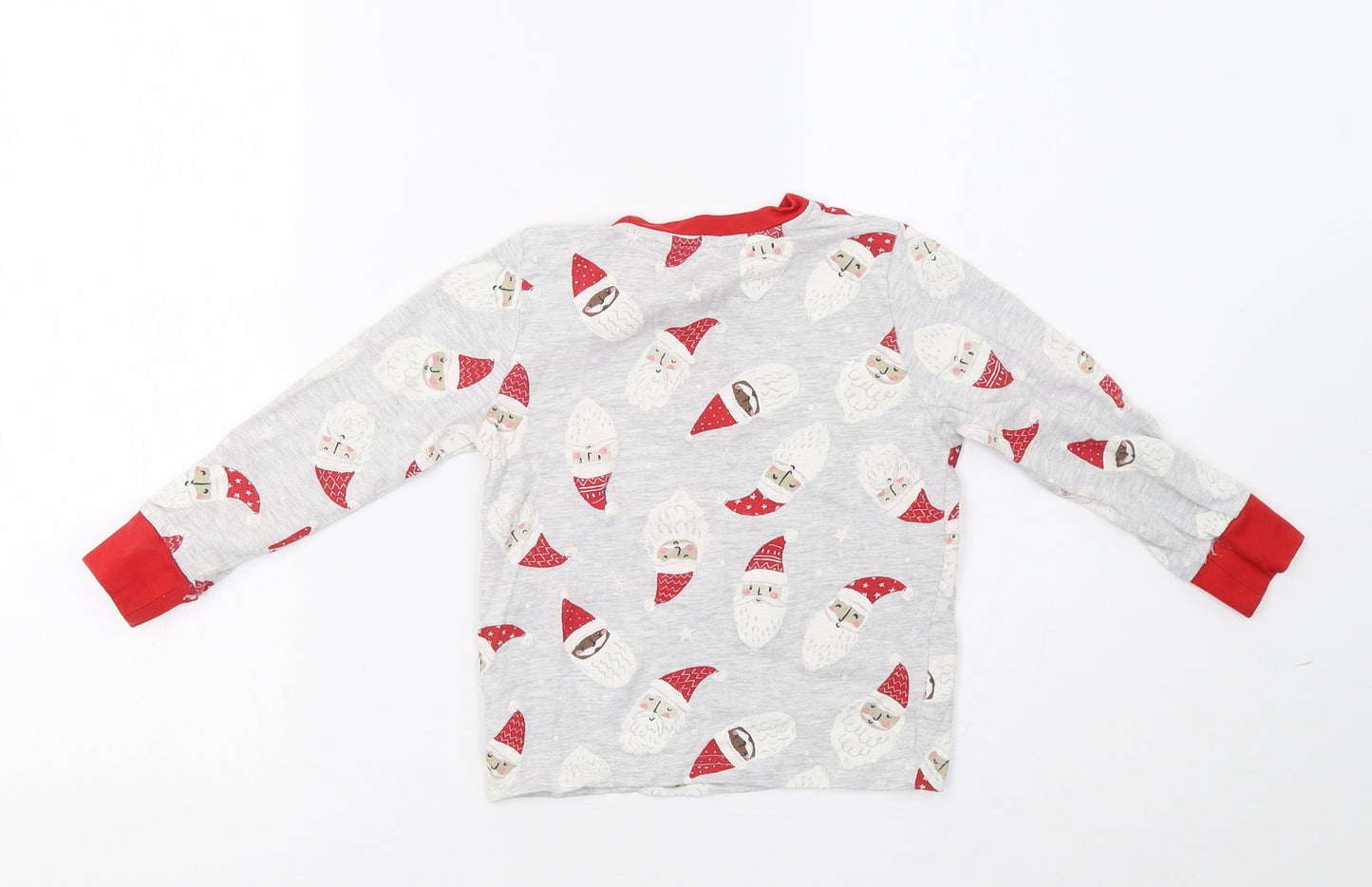 F&F Girls Grey Solid  Top Pyjama Top Size 4-5 Years  - Santa Print