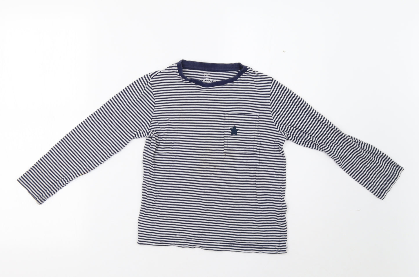 F&F Girls Blue Striped  Basic T-Shirt Size 6 Years