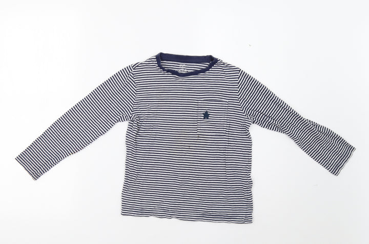 F&F Girls Blue Striped  Basic T-Shirt Size 6 Years