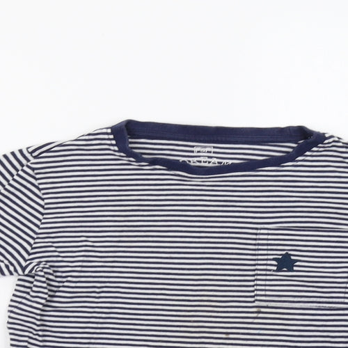 F&F Girls Blue Striped  Basic T-Shirt Size 6 Years
