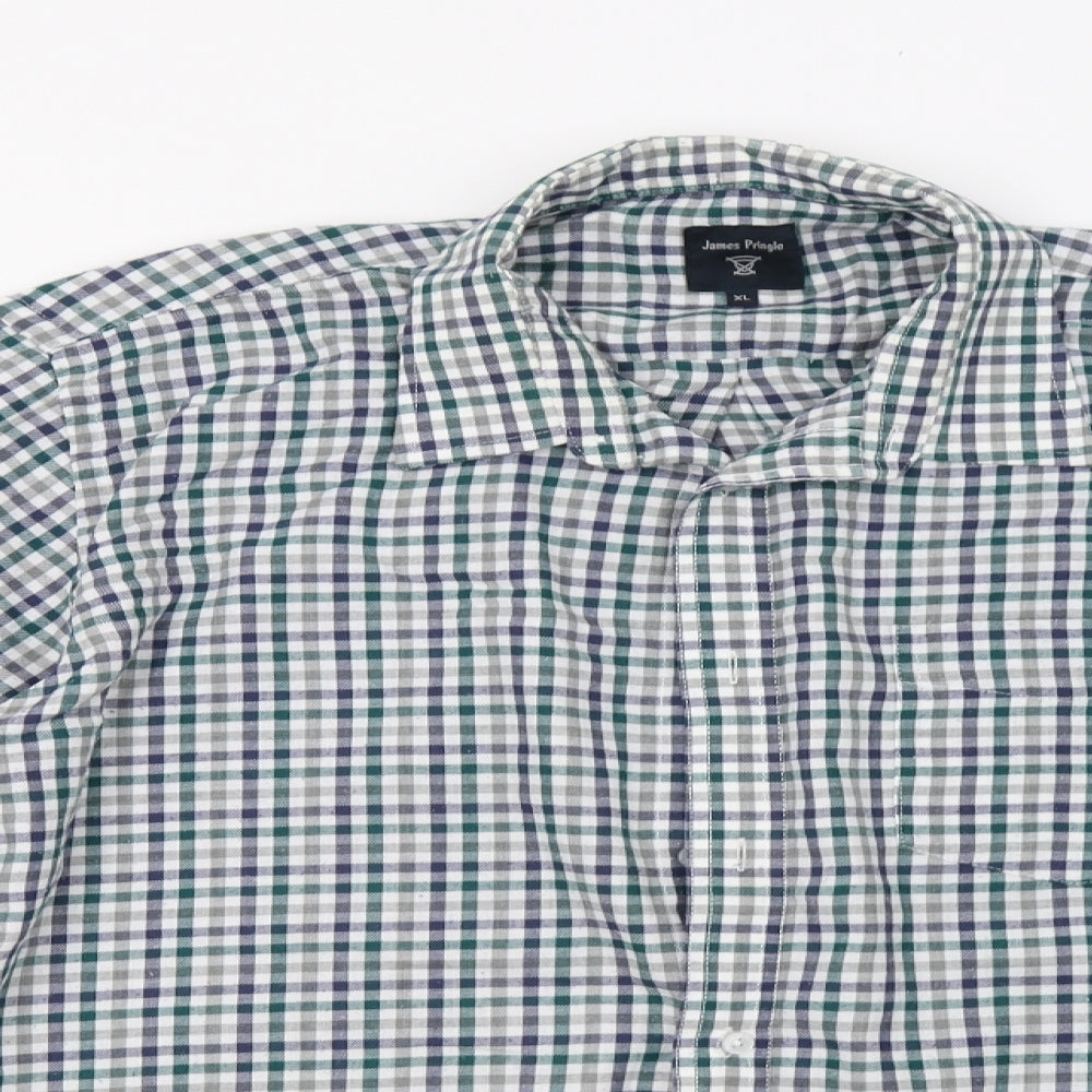 James Pringle Mens Green Check   Button-Up Size XL