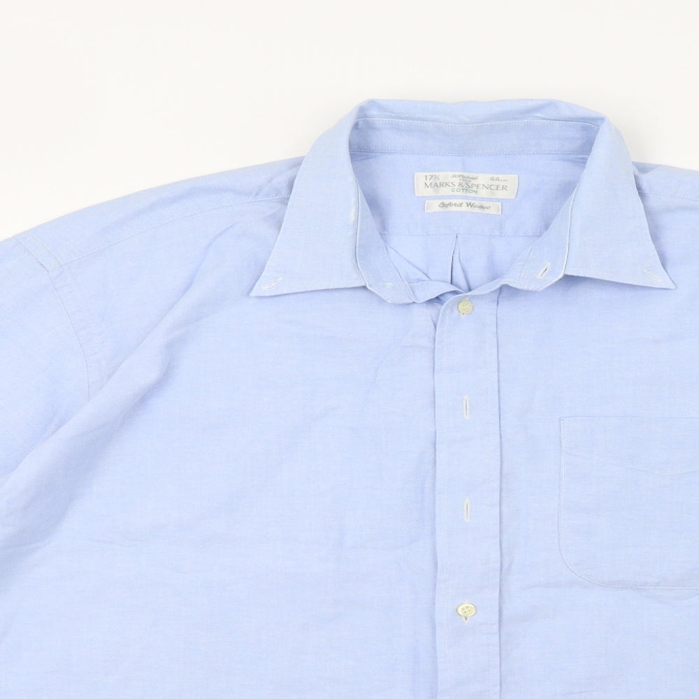 M&S Mens Blue    Dress Shirt Size 17.5