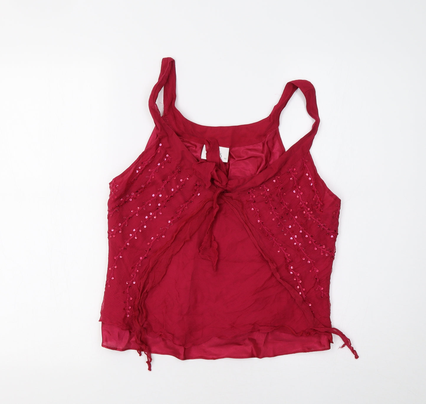 Wallis Womens Red   Camisole Tank Size 16  - Sequinned