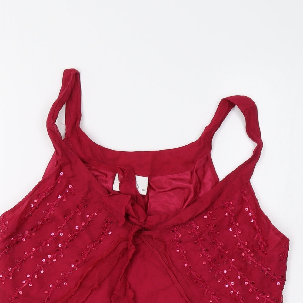 Wallis Womens Red   Camisole Tank Size 16  - Sequinned