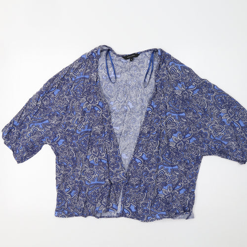 New Look Womens Blue Paisley  Overcoat Blazer Size 12