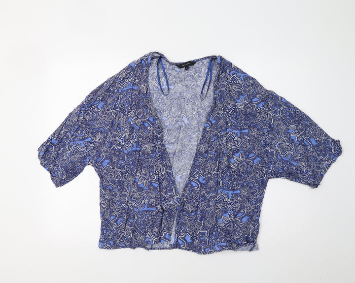 New Look Womens Blue Paisley  Overcoat Blazer Size 12