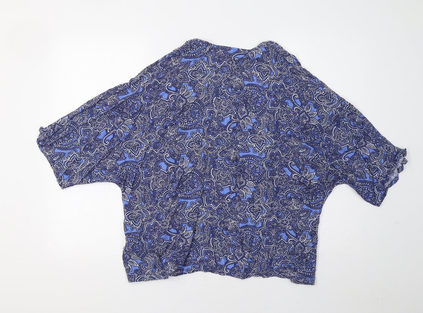 New Look Womens Blue Paisley  Overcoat Blazer Size 12