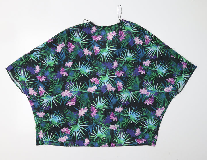 New Look Womens Green Floral  Overcoat Blazer Size 10