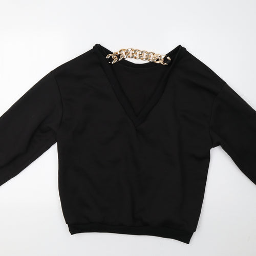 Cherry Koko Womens Black   Henley Sweatshirt Size M  - Golden Chain