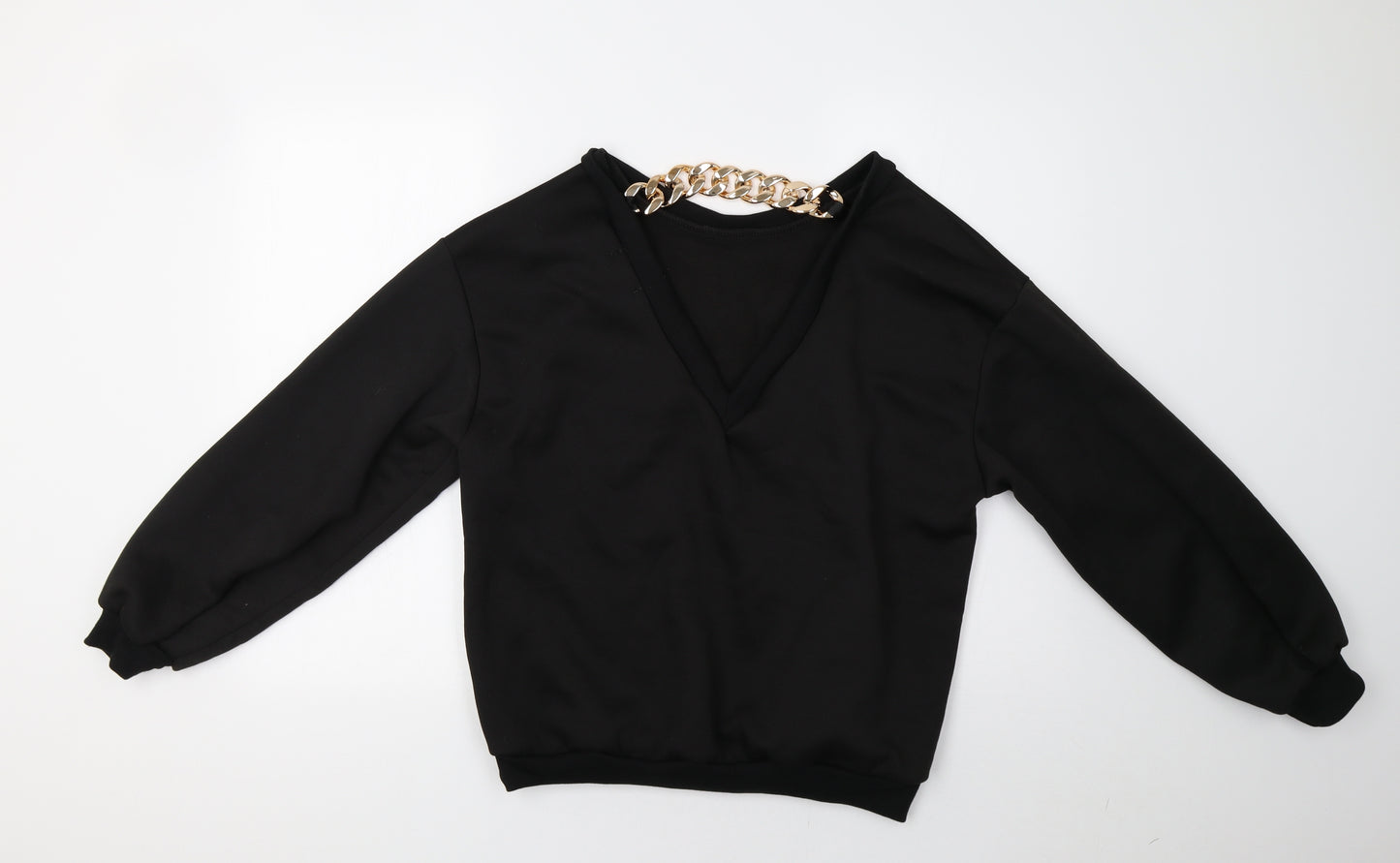 Cherry Koko Womens Black   Henley Sweatshirt Size M  - Golden Chain
