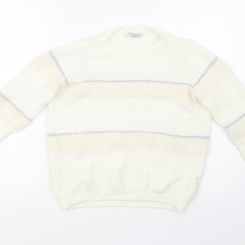 LC Waikiki Womens White Striped  Pullover Sweatshirt Size L
