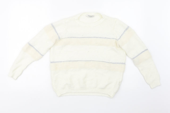 LC Waikiki Womens White Striped Pullover Sweatshirt Size L
