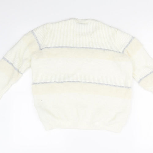 LC Waikiki Womens White Striped  Pullover Sweatshirt Size L