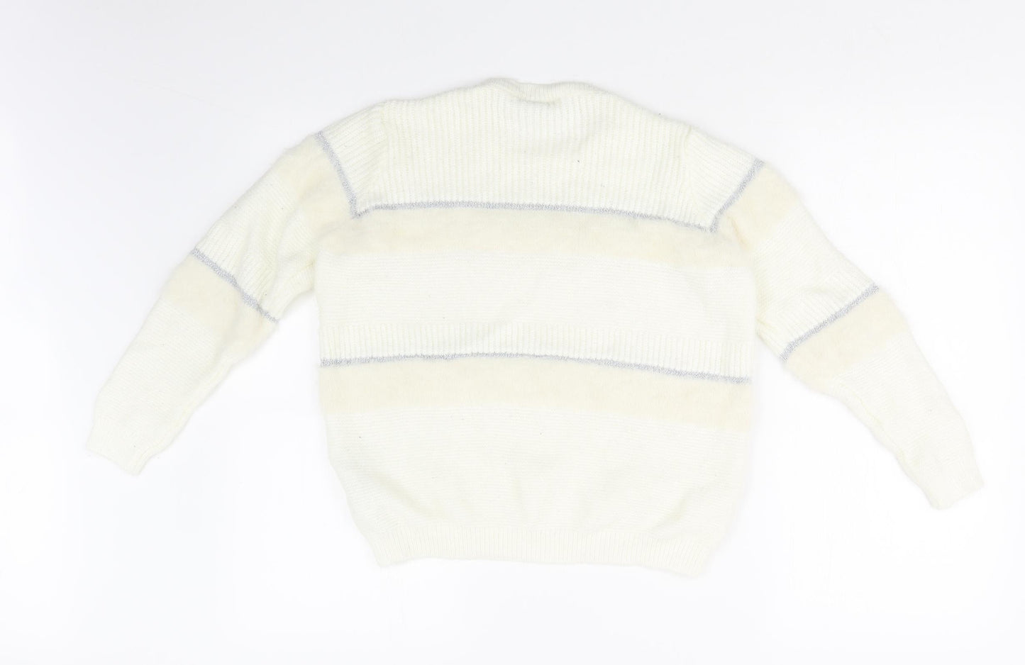 LC Waikiki Womens White Striped  Pullover Sweatshirt Size L