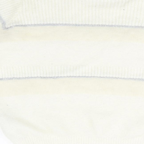 LC Waikiki Womens White Striped  Pullover Sweatshirt Size L