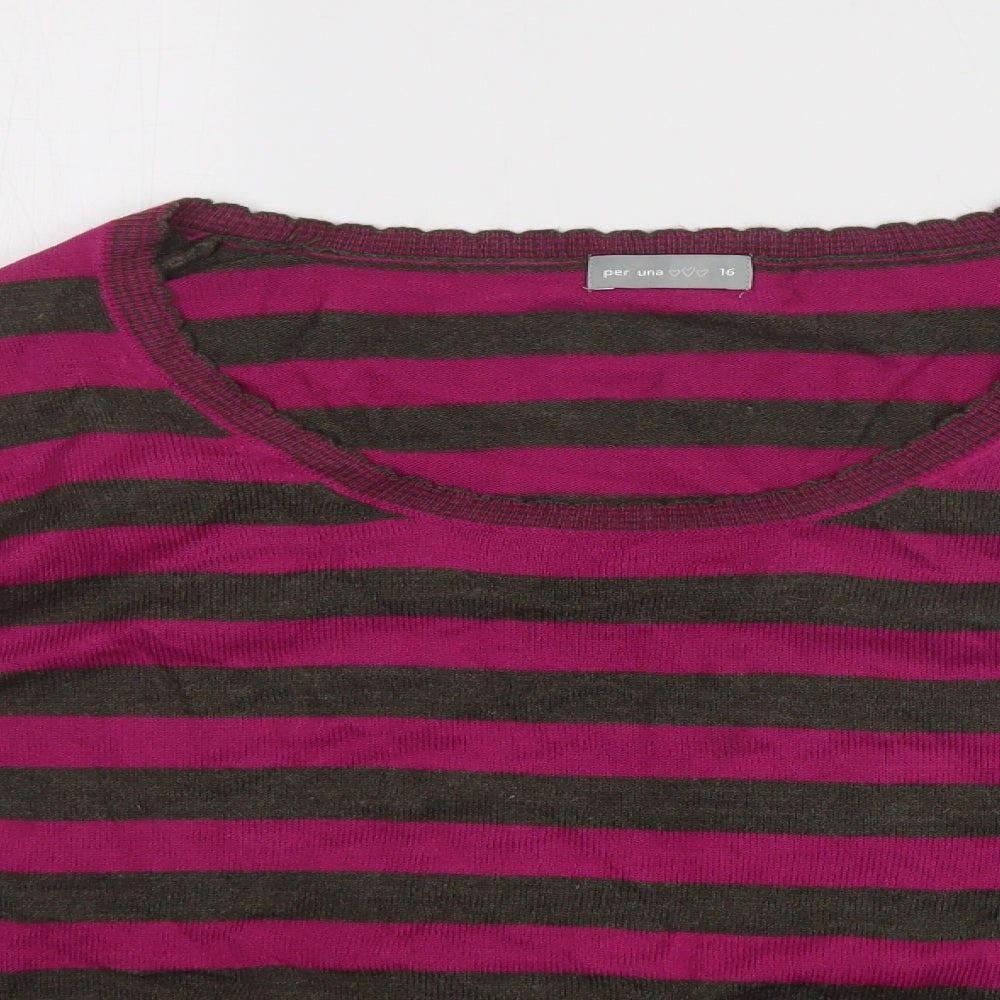 Per Una Womens Multicoloured Striped  Pullover Jumper Size 16