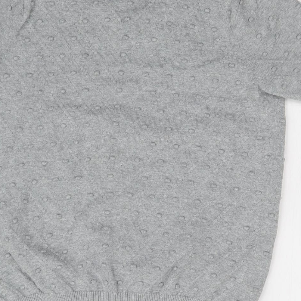 TU Womens Grey Herringbone  Basic T-Shirt Size 8