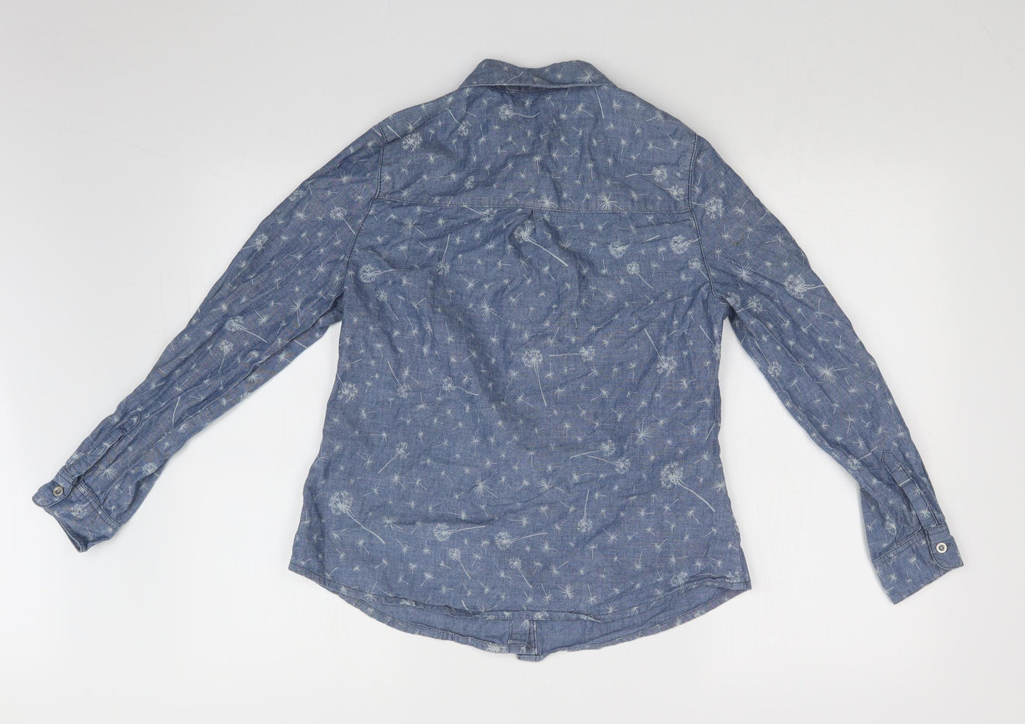 George Womens Blue Floral  Basic Button-Up Size 10