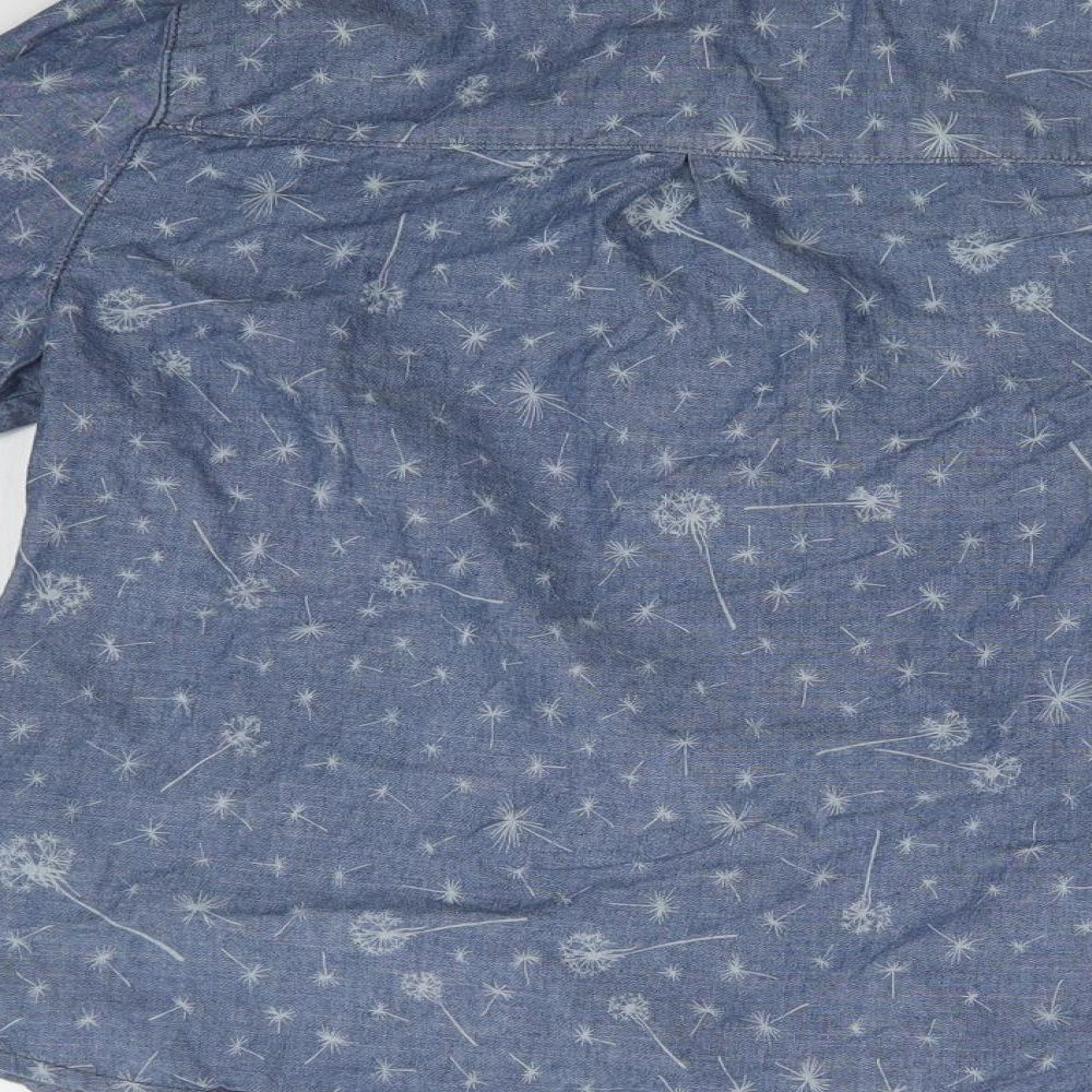 George Womens Blue Floral  Basic Button-Up Size 10