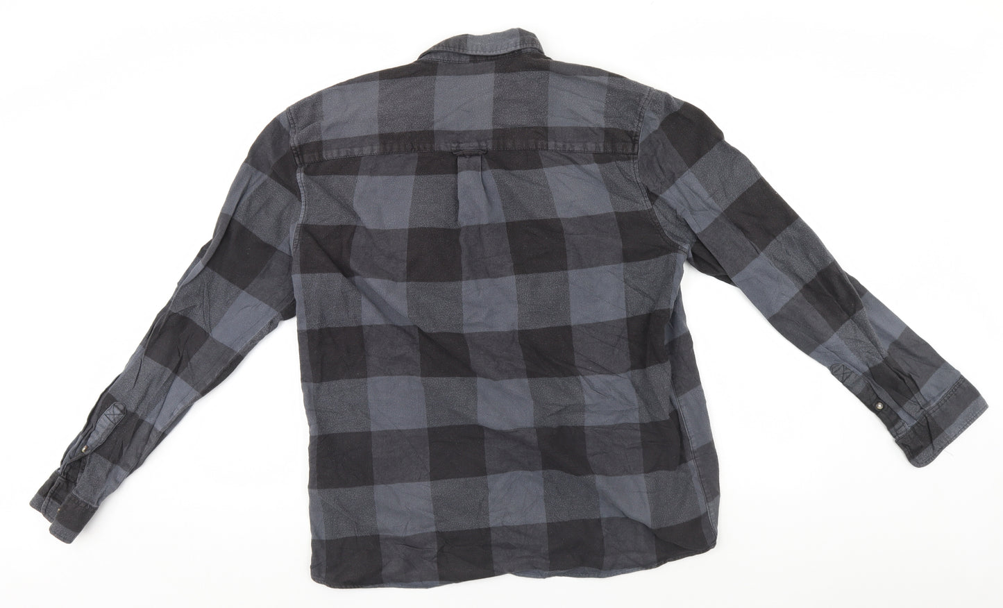 Divided Mens Grey Check   Button-Up Size L