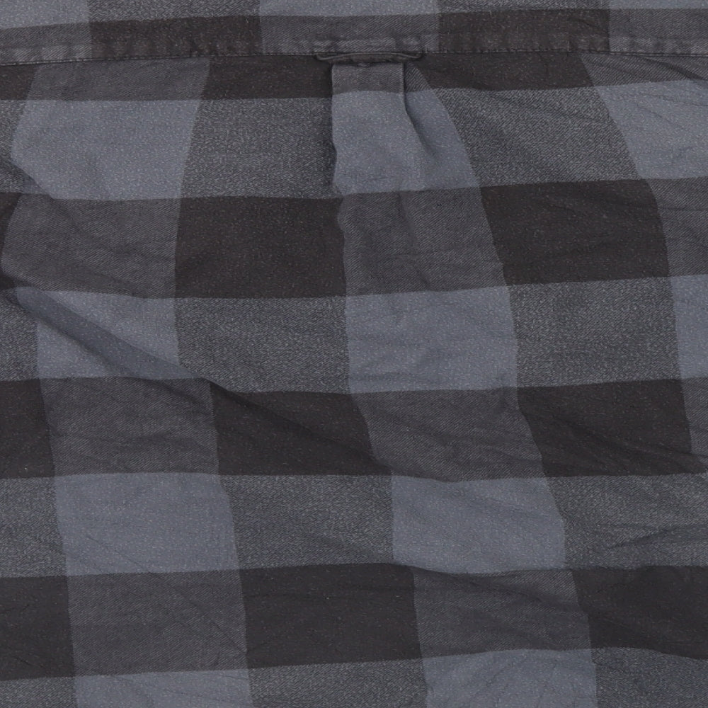 Divided Mens Grey Check   Button-Up Size L