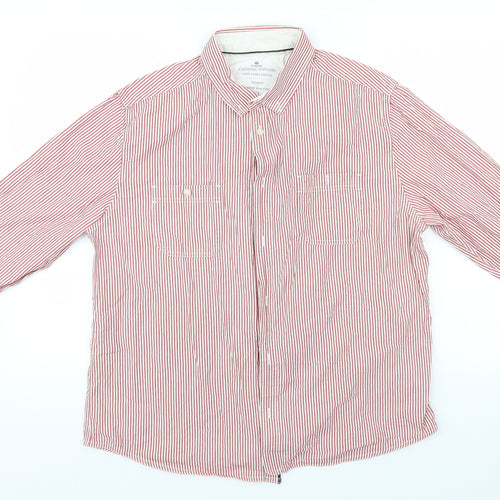 Easy Mens White Striped   Button-Up Size XL
