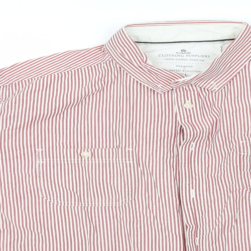 Easy Mens White Striped   Button-Up Size XL