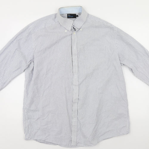 Marks and Spencer Mens White Striped   Button-Up Size 44