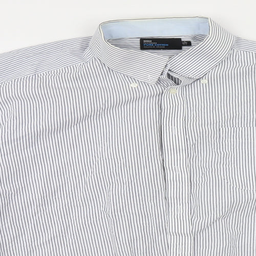 Marks and Spencer Mens White Striped   Button-Up Size 44