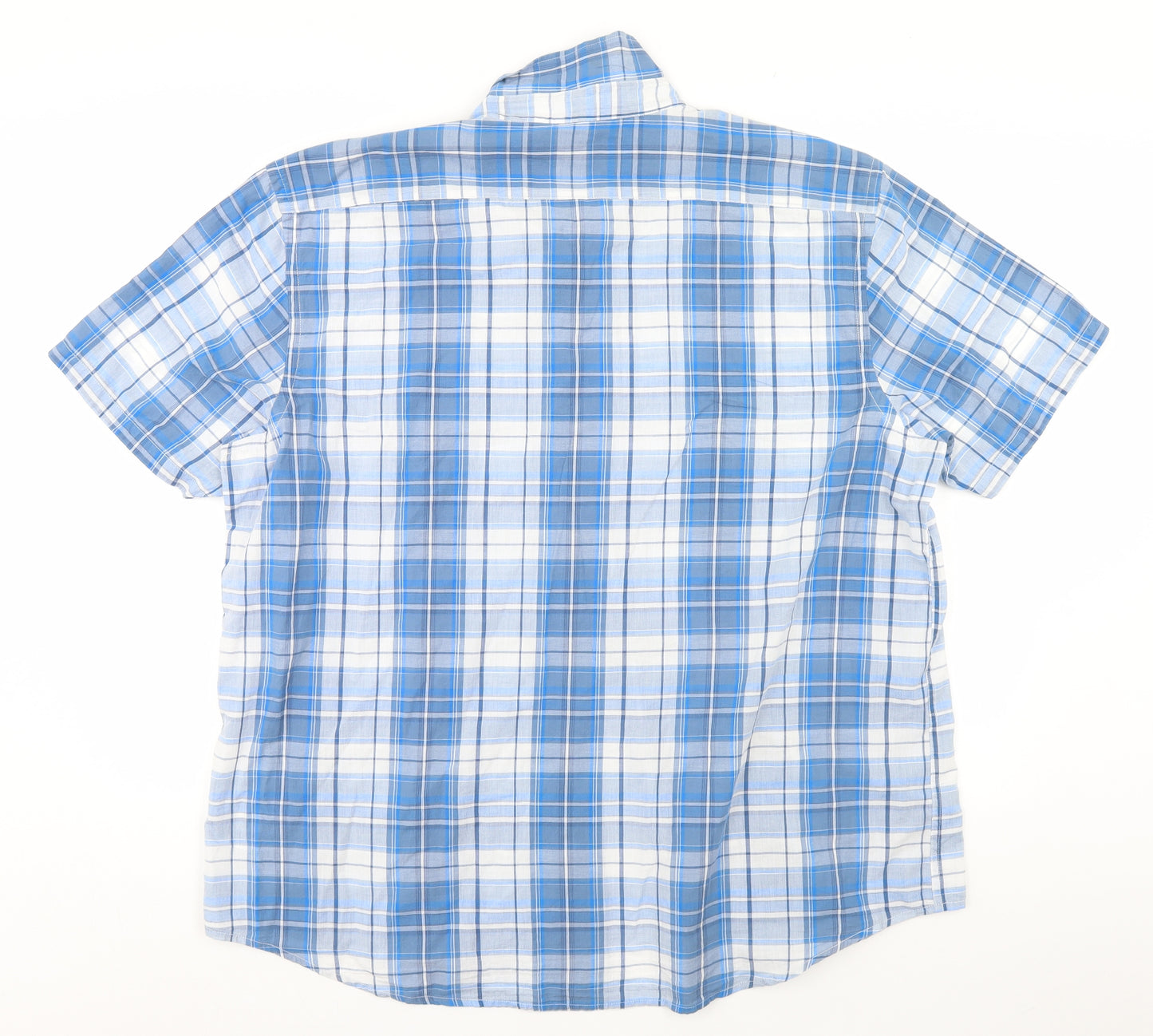 TU Mens Blue Plaid   Button-Up Size 2XL