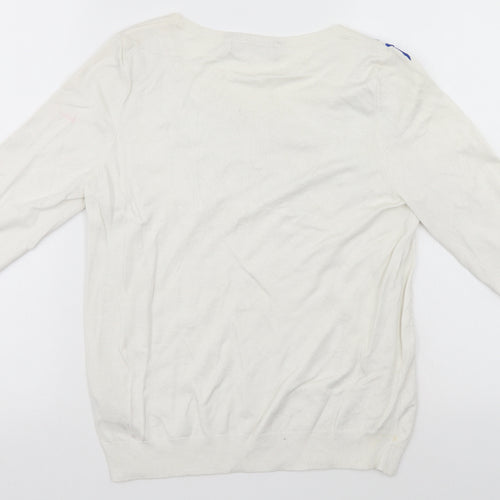 Marks and Spencer Womens White Floral  Pullover Jumper Size 8