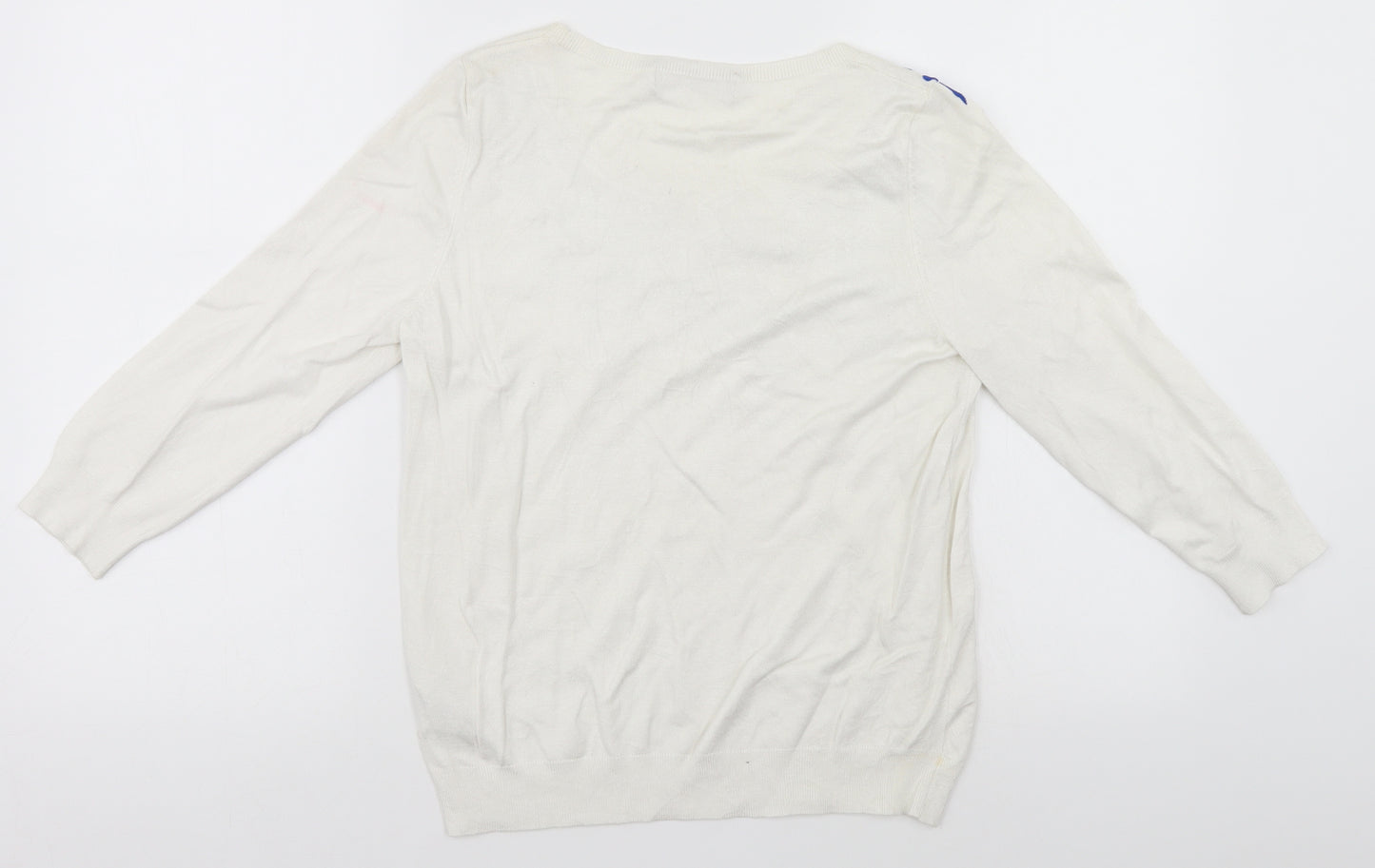 Marks and Spencer Womens White Floral  Pullover Jumper Size 8