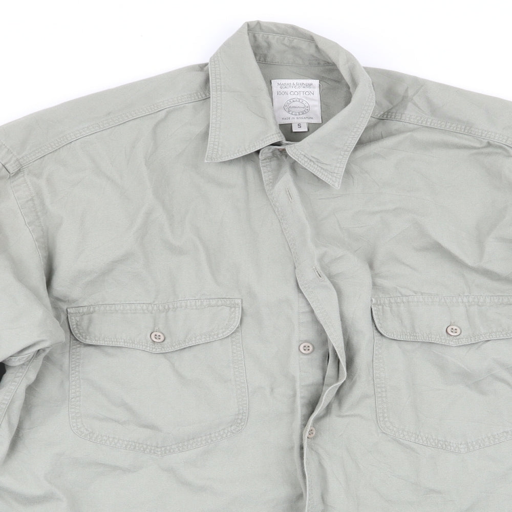 Marks and Spencer Mens Green    Button-Up Size S