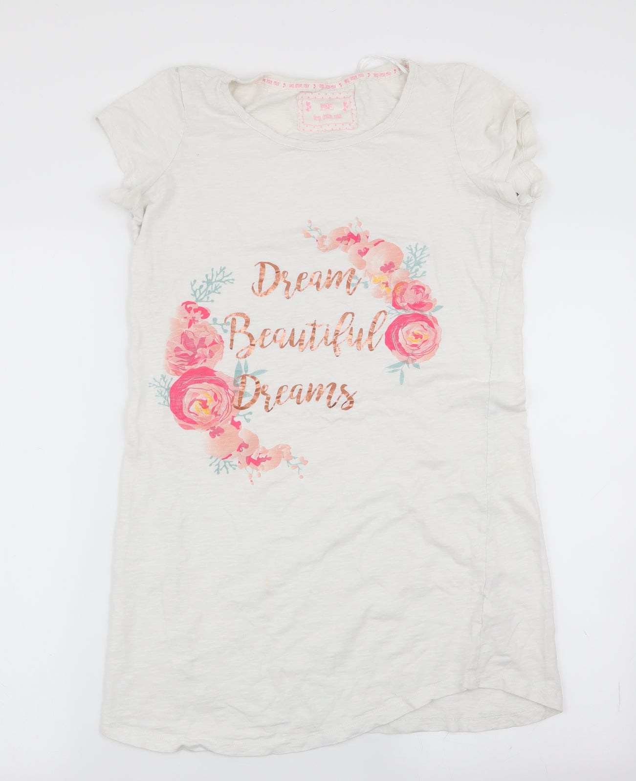 Florence and Fred Womens Ivory Floral   Nightshirt Size 4