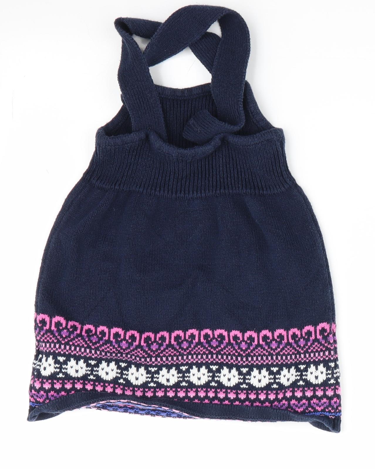 Preworn Girls Blue   Pinafore/Dungaree Dress  Size 12 Months