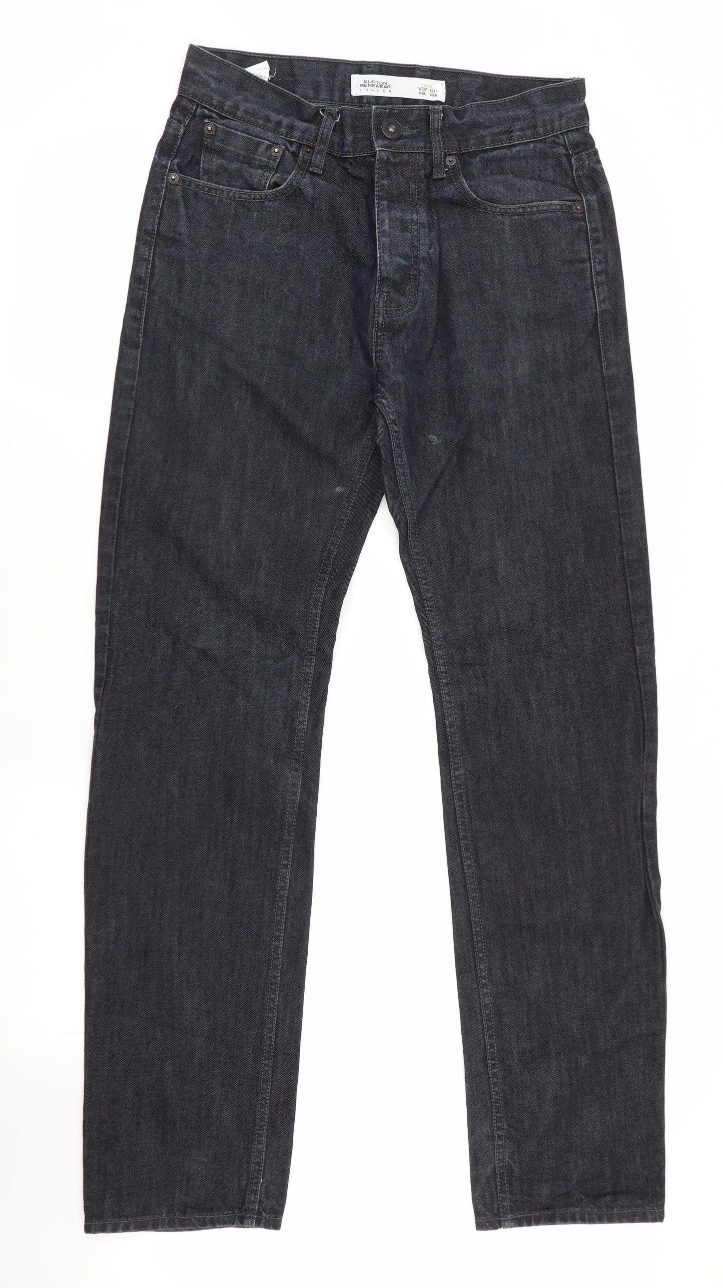 Burtons Menswear Mens Black   Straight Jeans Size 30 in L32 in