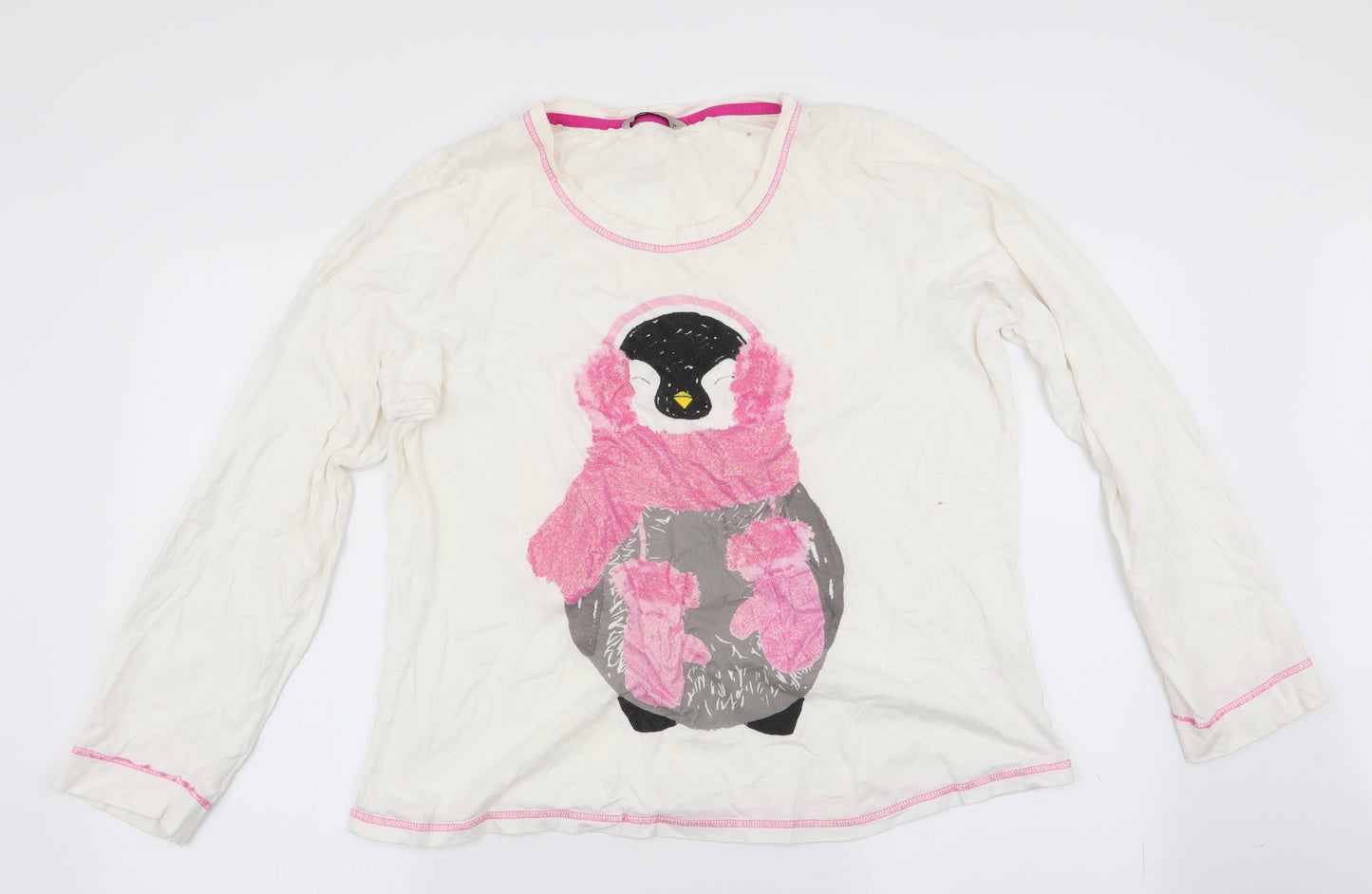TU Womens Ivory Animal Print   Pyjama Top Size 18  - Glittery Penguin