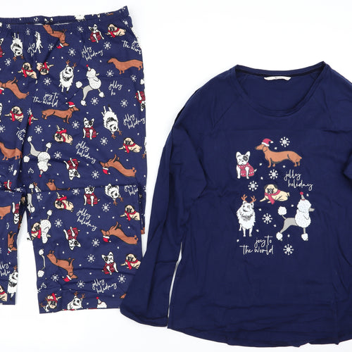 TU Womens Blue Animal Print   Pyjama Set Size 16