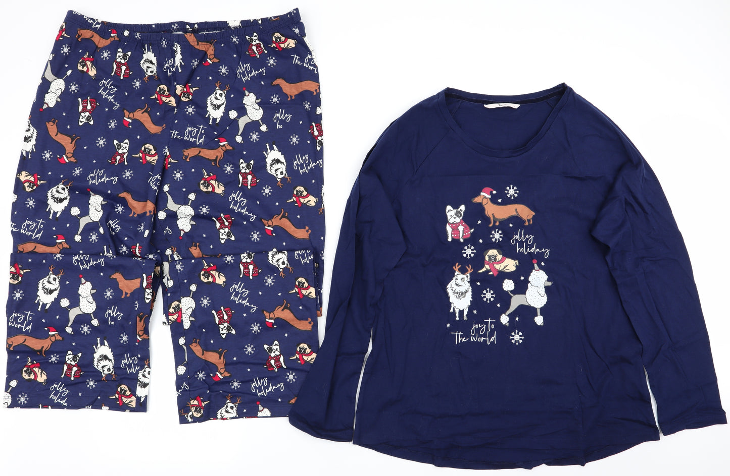 TU Womens Blue Animal Print   Pyjama Set Size 16