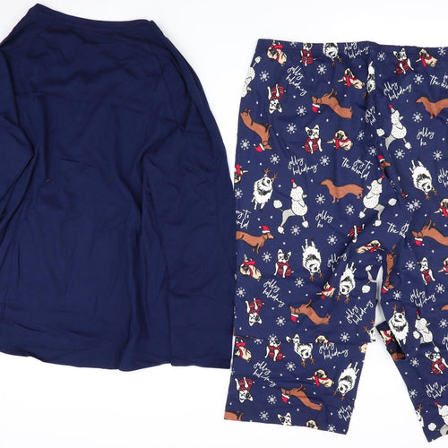 TU Womens Blue Animal Print   Pyjama Set Size 16