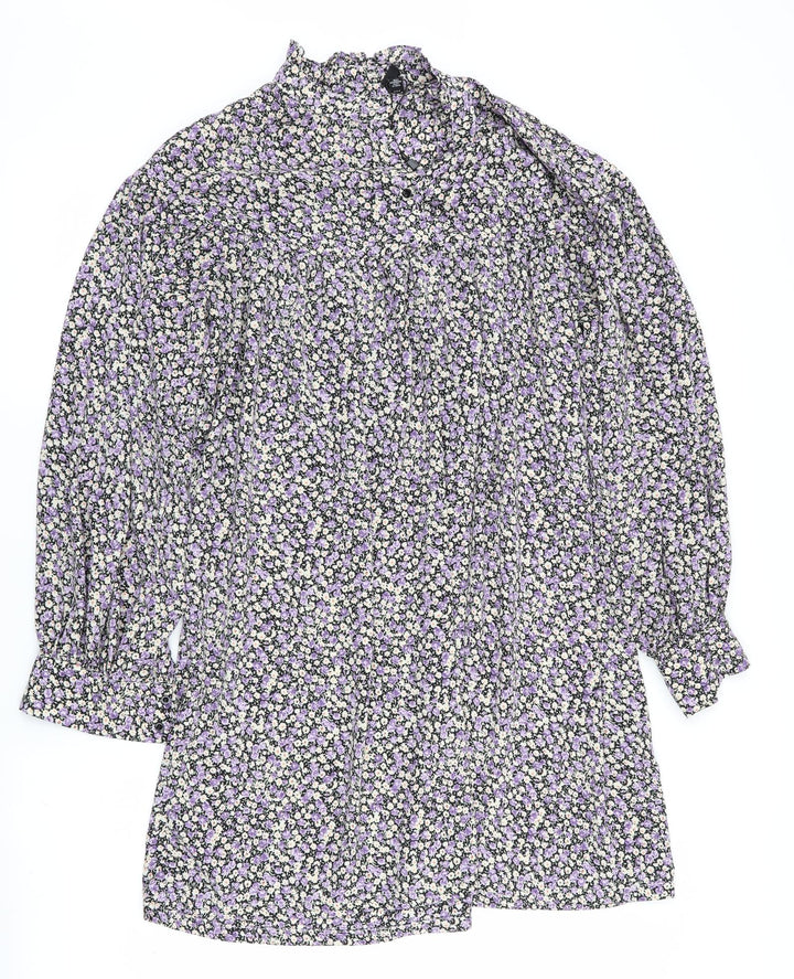 VERO MODA Womens Black Floral A-Line Size 12