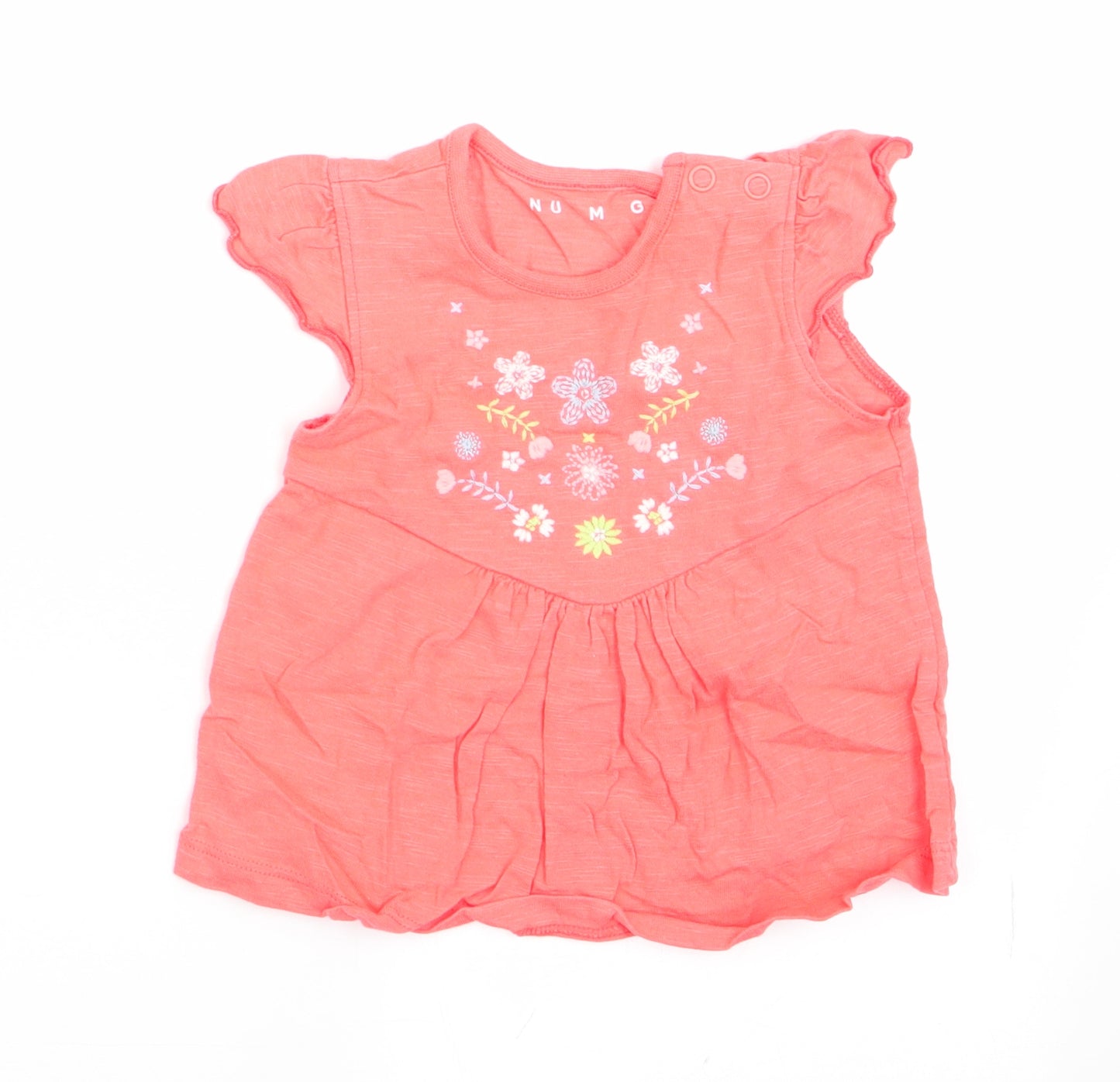 Nutmeg Girls Orange Floral  A-Line  Size 6-9 Months
