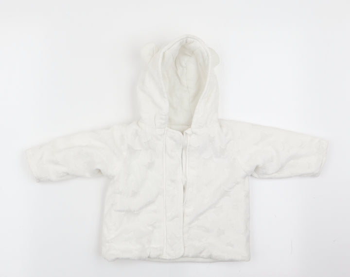 Babaluno Girls White Geometric Overcoat Coat Size 3-6 Months