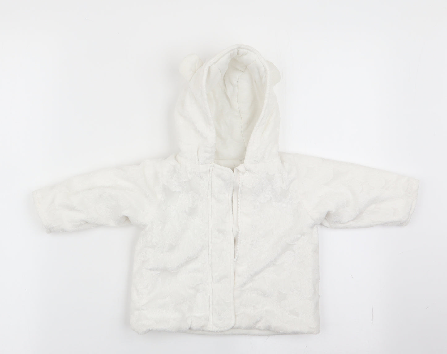 Babaluno Girls White Geometric  Overcoat Coat Size 3-6 Months