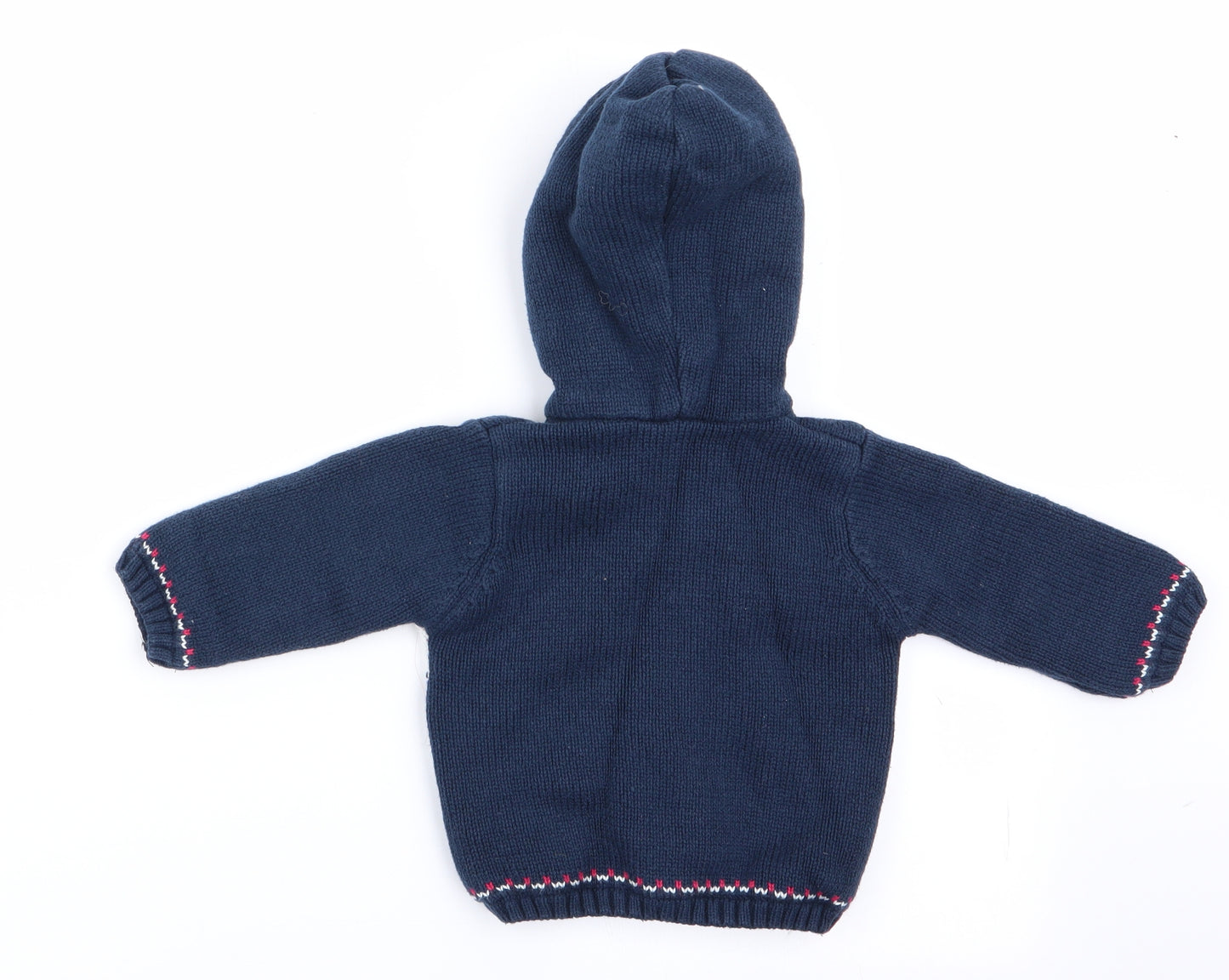 Matalan Boys Blue Animal Print  Cardigan Jumper Size 0-3 Months  - Fleece lined - Hoodie