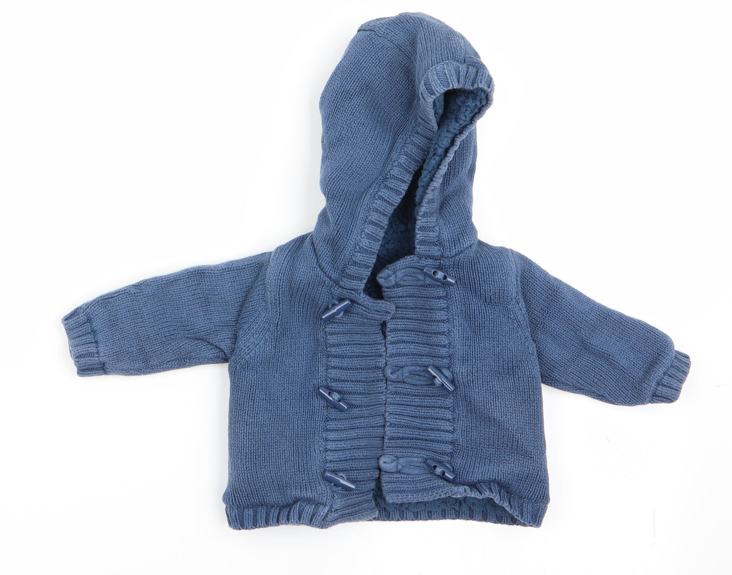Mothercare Boys Blue   Cardigan Jumper Size 0-3 Months  - Fleece lined hoodie