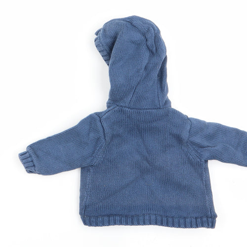 Mothercare Boys Blue   Cardigan Jumper Size 0-3 Months  - Fleece lined hoodie